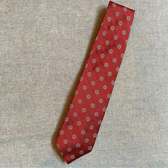 Brooks Brothers "346" Makers Rust Blue White Medallions Print 100% Silk Tie - Picture 1 of 11
